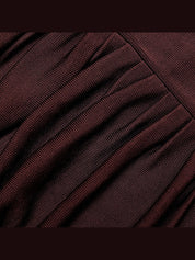 Brown draped knit midi dress