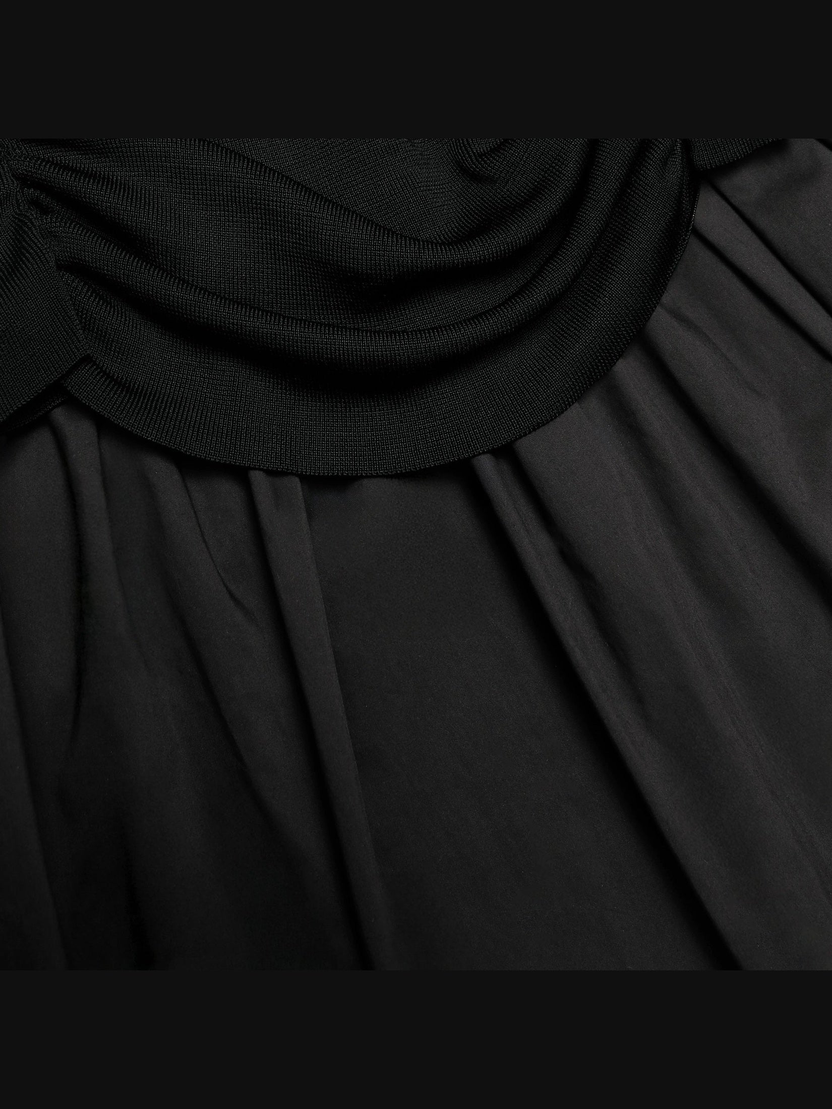 Black cotton draped knit midi dress