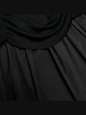 Black cotton draped knit midi dress