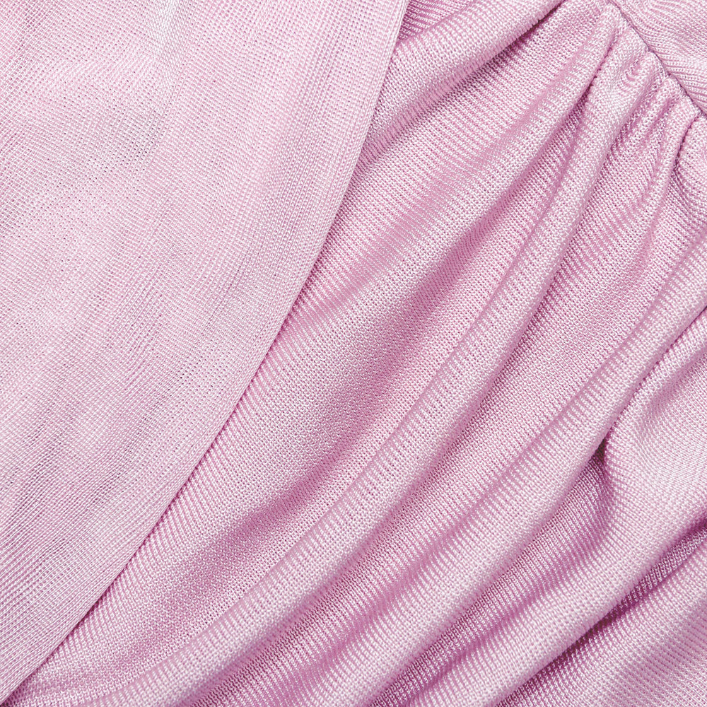 Pink cotton draped knit midi dress