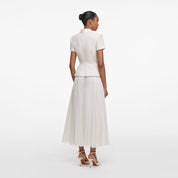 CREAM BOUCLÉ COLLARED MIDI DRESS