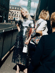 Silver gradient sequin midi dress