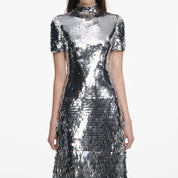 SILVER GRADIENT SEQUIN MIDI DRESS