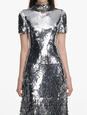 Silver gradient sequin midi dress