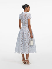 Blue floral lace midi dress