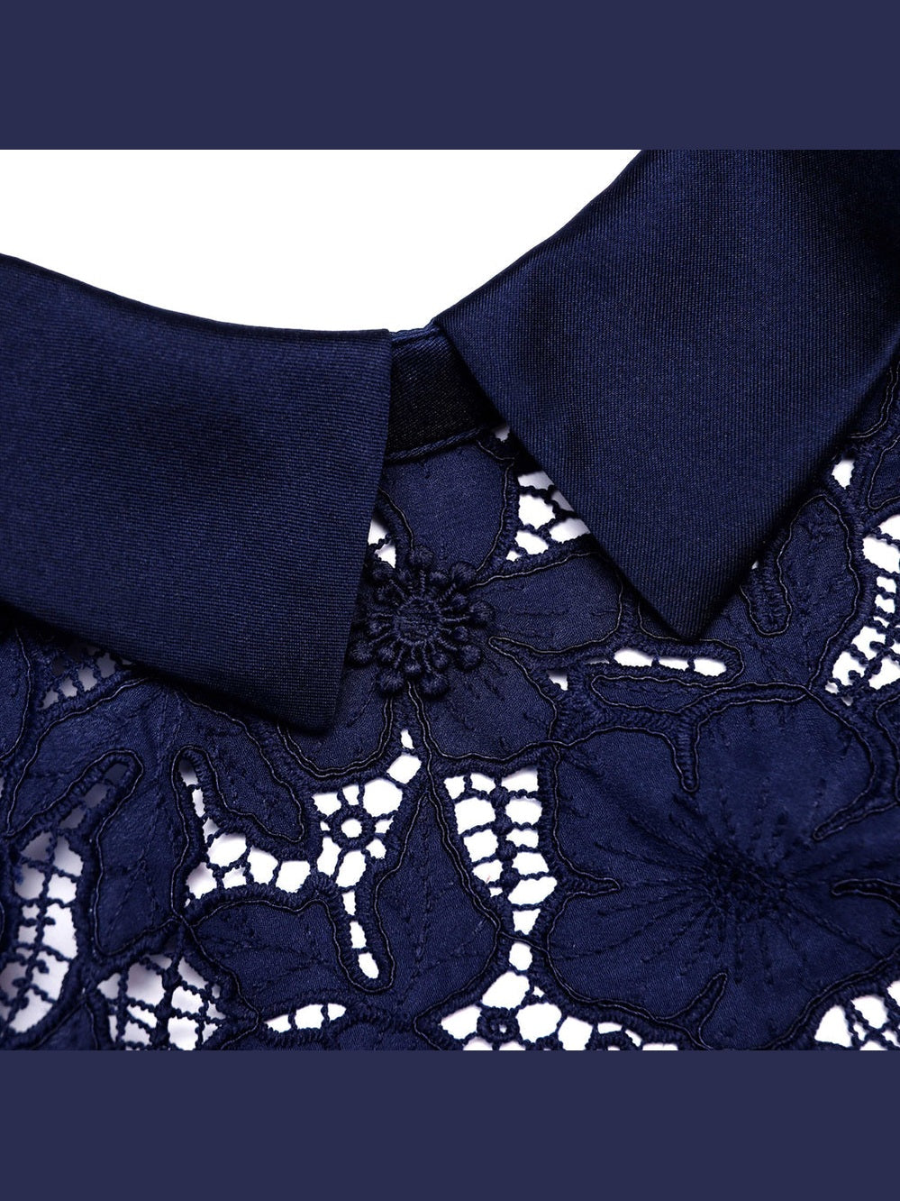 Navy guipure lace midi dress