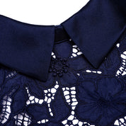 NAVY GUIPURE LACE MIDI DRESS