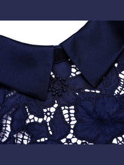 Navy guipure lace midi dress