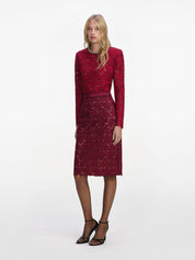 Burgundy lace crystal trim top