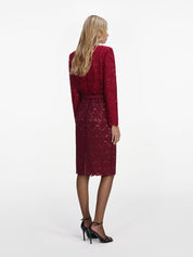 Burgundy lace crystal trim top