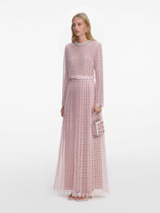 Pink organza lace maxi dress