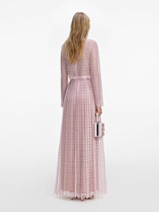 Pink organza lace maxi dress