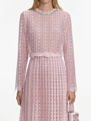 Pink organza lace maxi dress