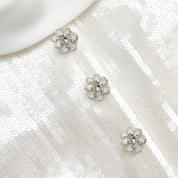 WHITE SEQUIN TAILORED MAXI DRESS