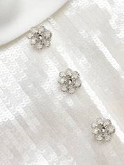 White sequin tailored maxi dress