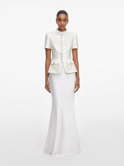White sequin tailored maxi dress