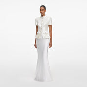 WHITE SEQUIN TAILORED MAXI DRESS