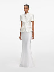 White sequin tailored maxi dress