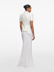 White sequin tailored maxi dress