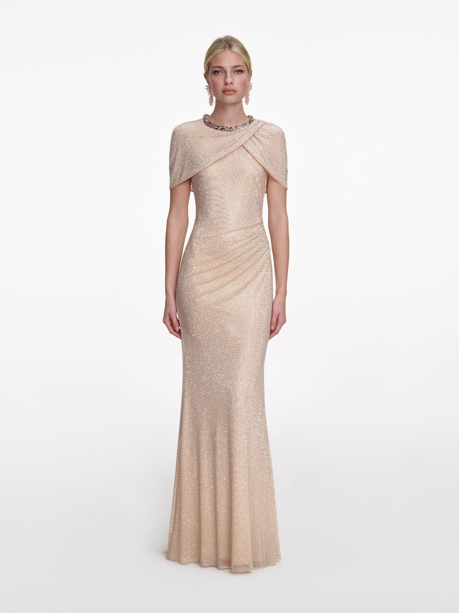 Champagne rhinestone maxi dress