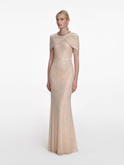 Champagne rhinestone maxi dress