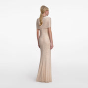 CHAMPAGNE RHINESTONE MAXI DRESS