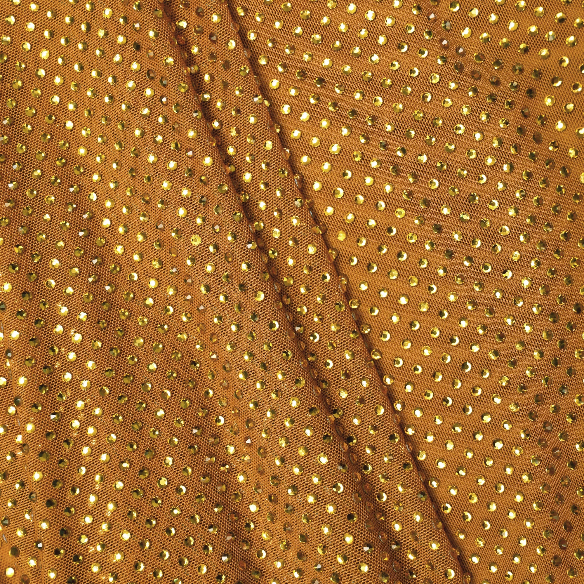 GOLD RHINESTONE DRAPE MAXI DRESS