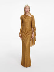 Gold rhinestone drape maxi dress