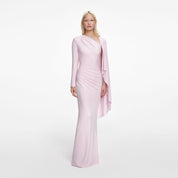 PINK JERSEY DRAPE MAXI DRESS