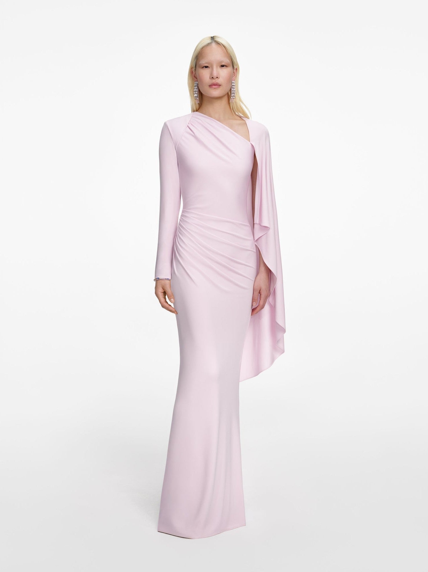 Pink jersey drape maxi dress