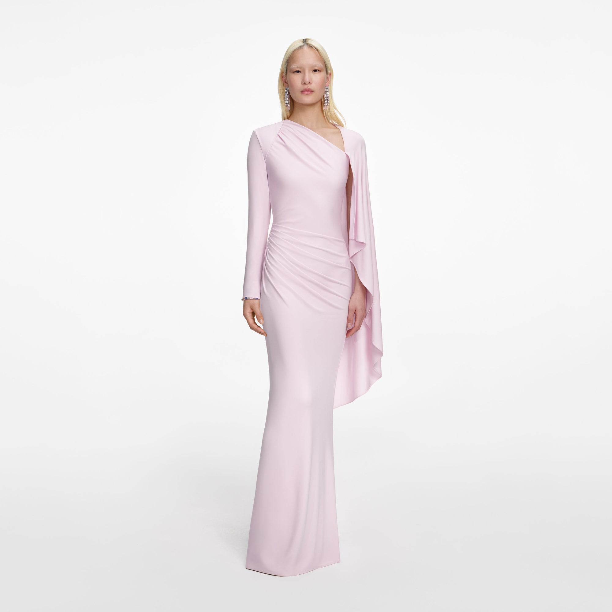 PINK JERSEY DRAPE MAXI DRESS