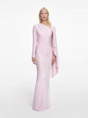 Pink jersey drape maxi dress