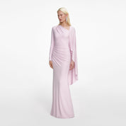 PINK JERSEY DRAPE MAXI DRESS