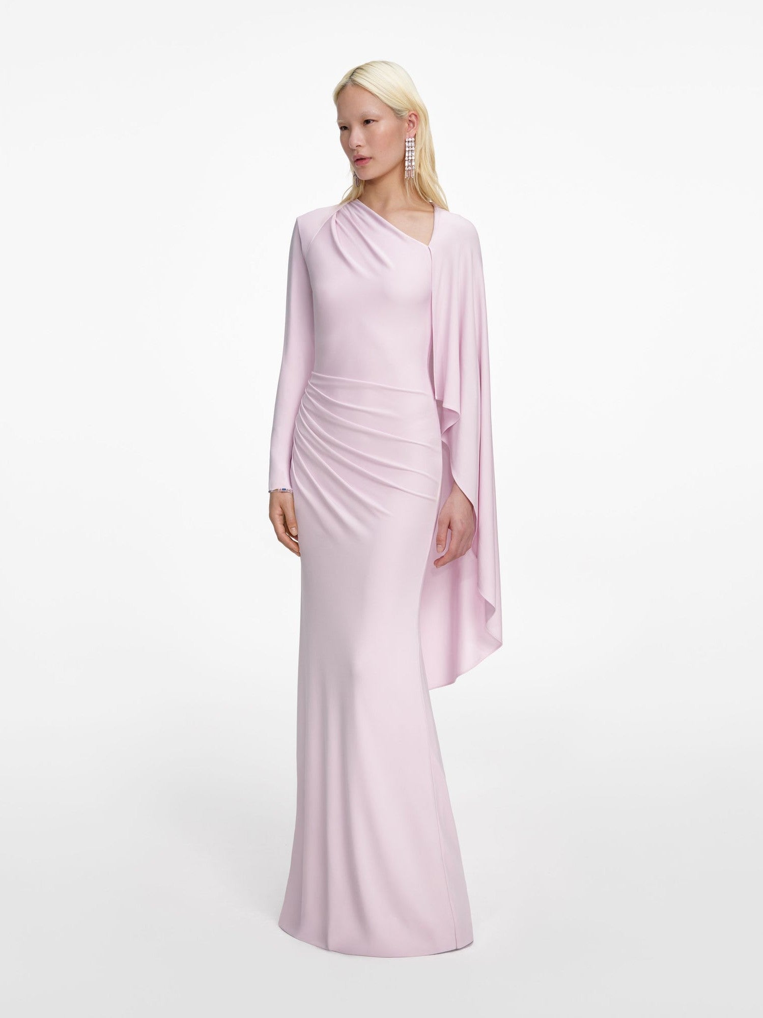 Pink jersey drape maxi dress