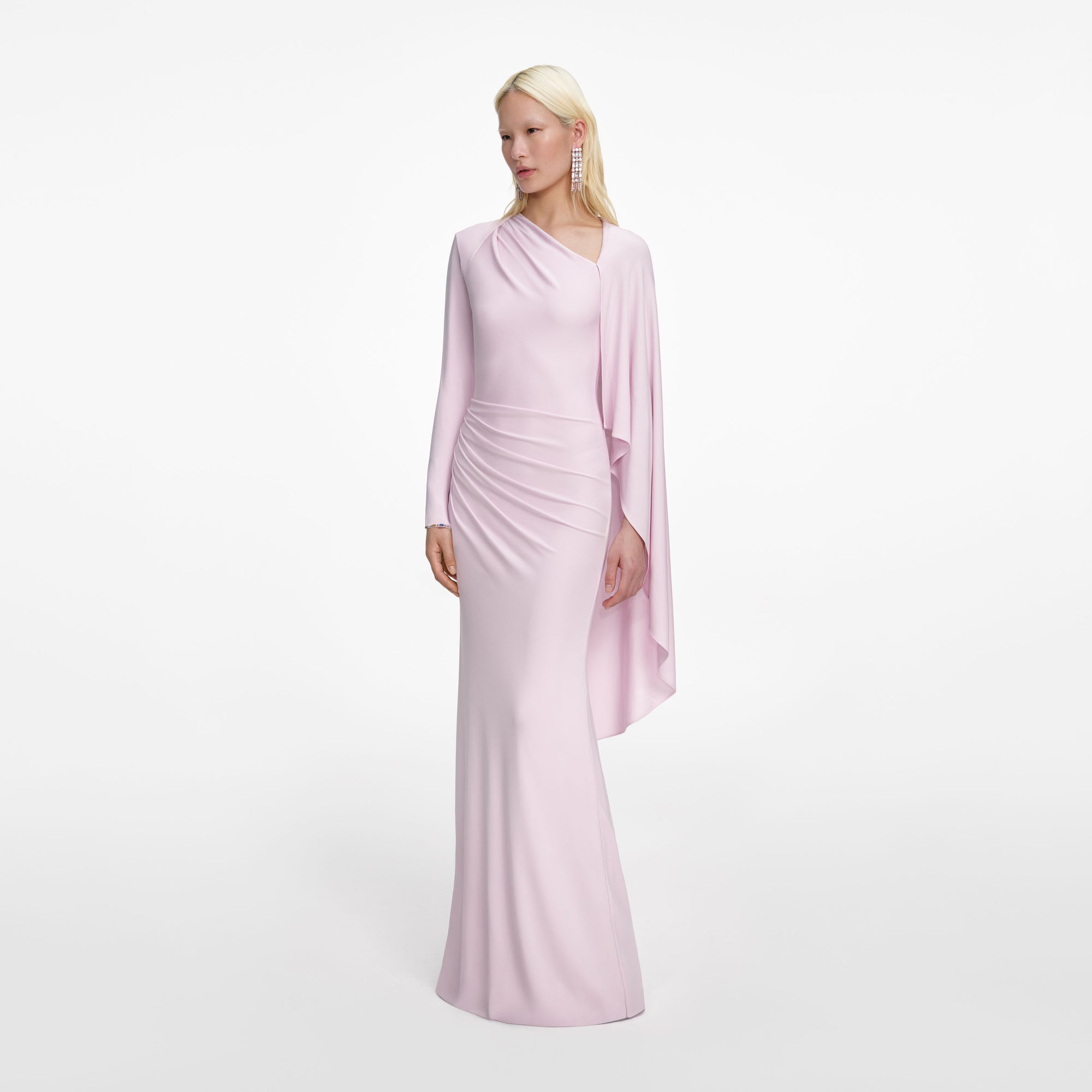 PINK JERSEY DRAPE MAXI DRESS