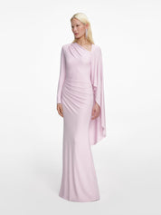 Pink jersey drape maxi dress