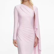 PINK JERSEY DRAPE MAXI DRESS