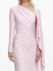 Pink jersey drape maxi dress