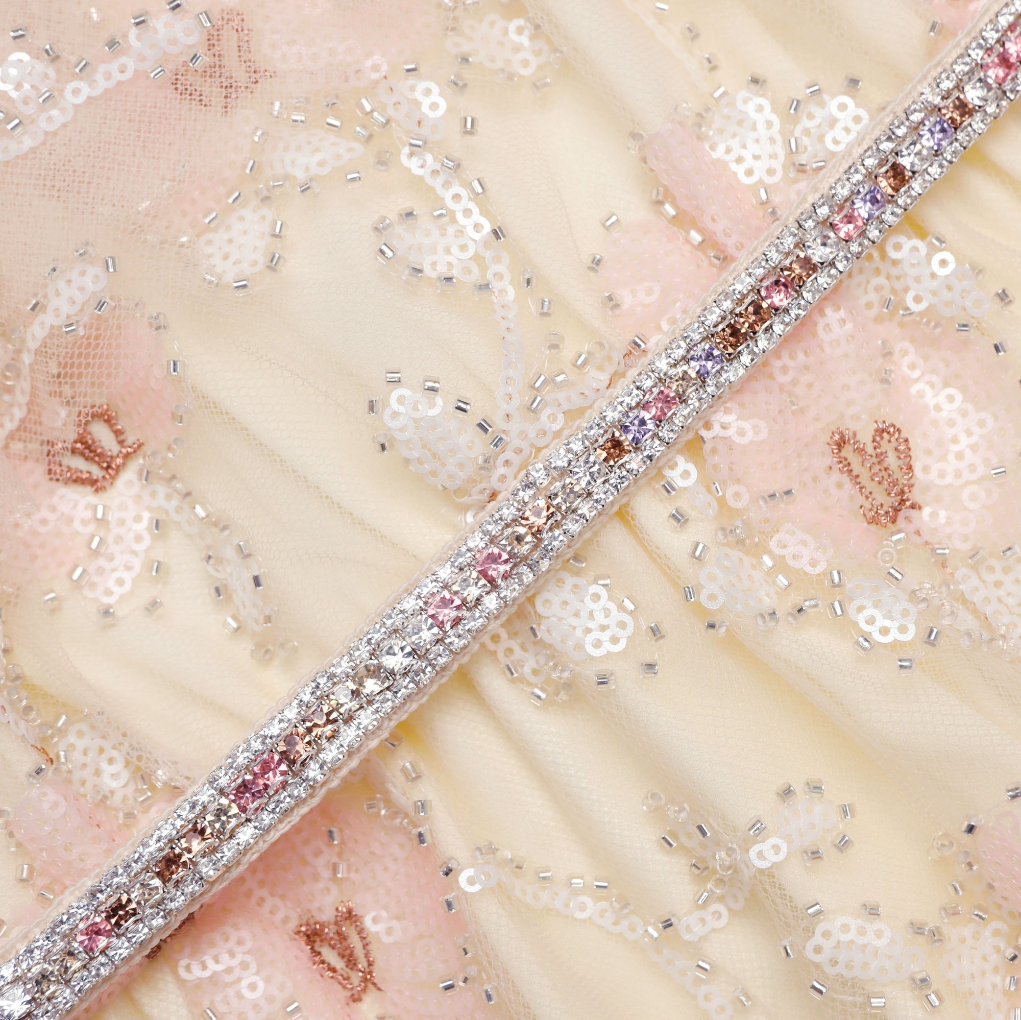 CHAMPAGNE FLORAL EMBELLISHED MAXI DRESS