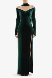 Velvet long fitted dress