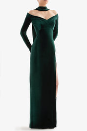 Velvet long fitted dress