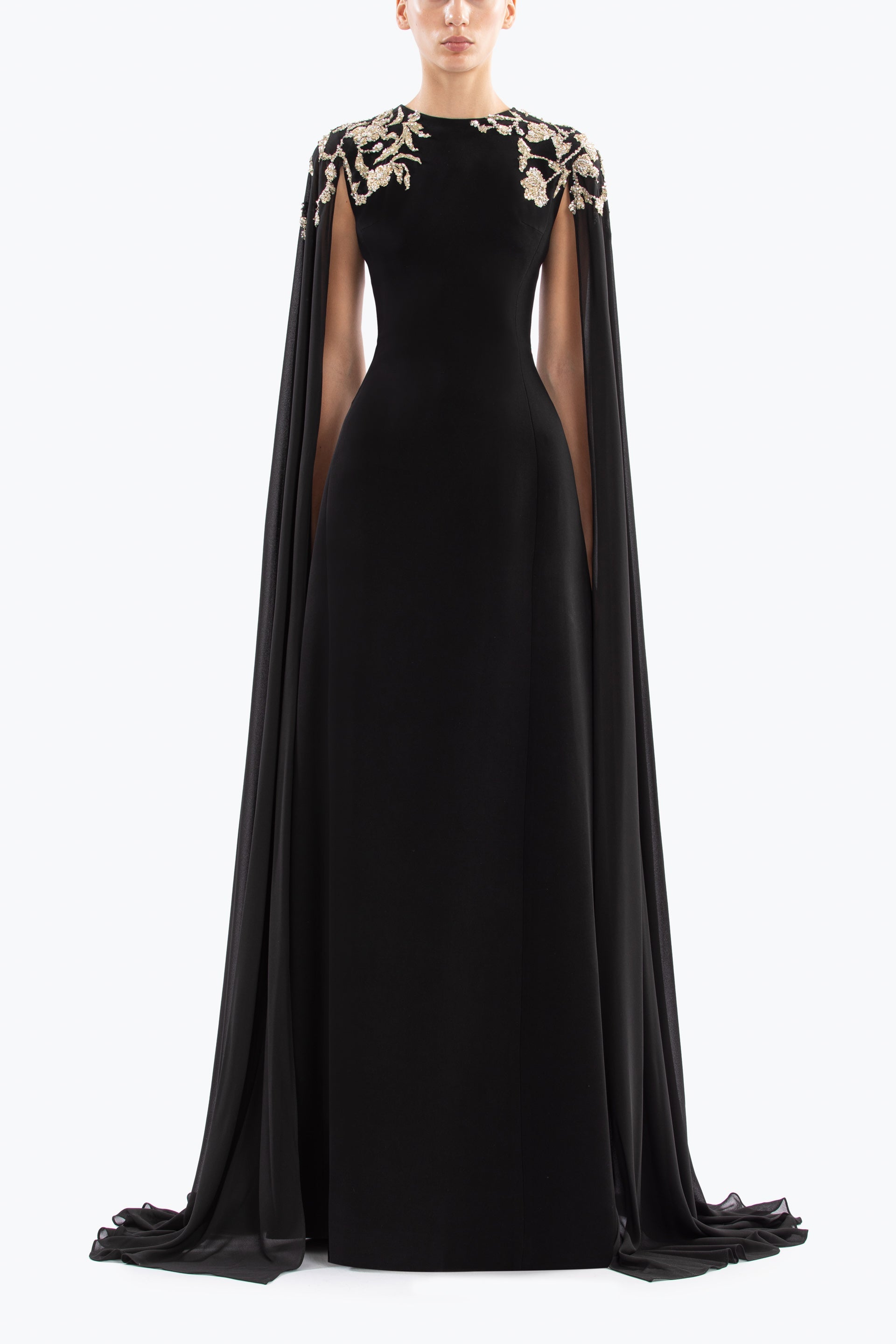 Embellished crepe kaftan