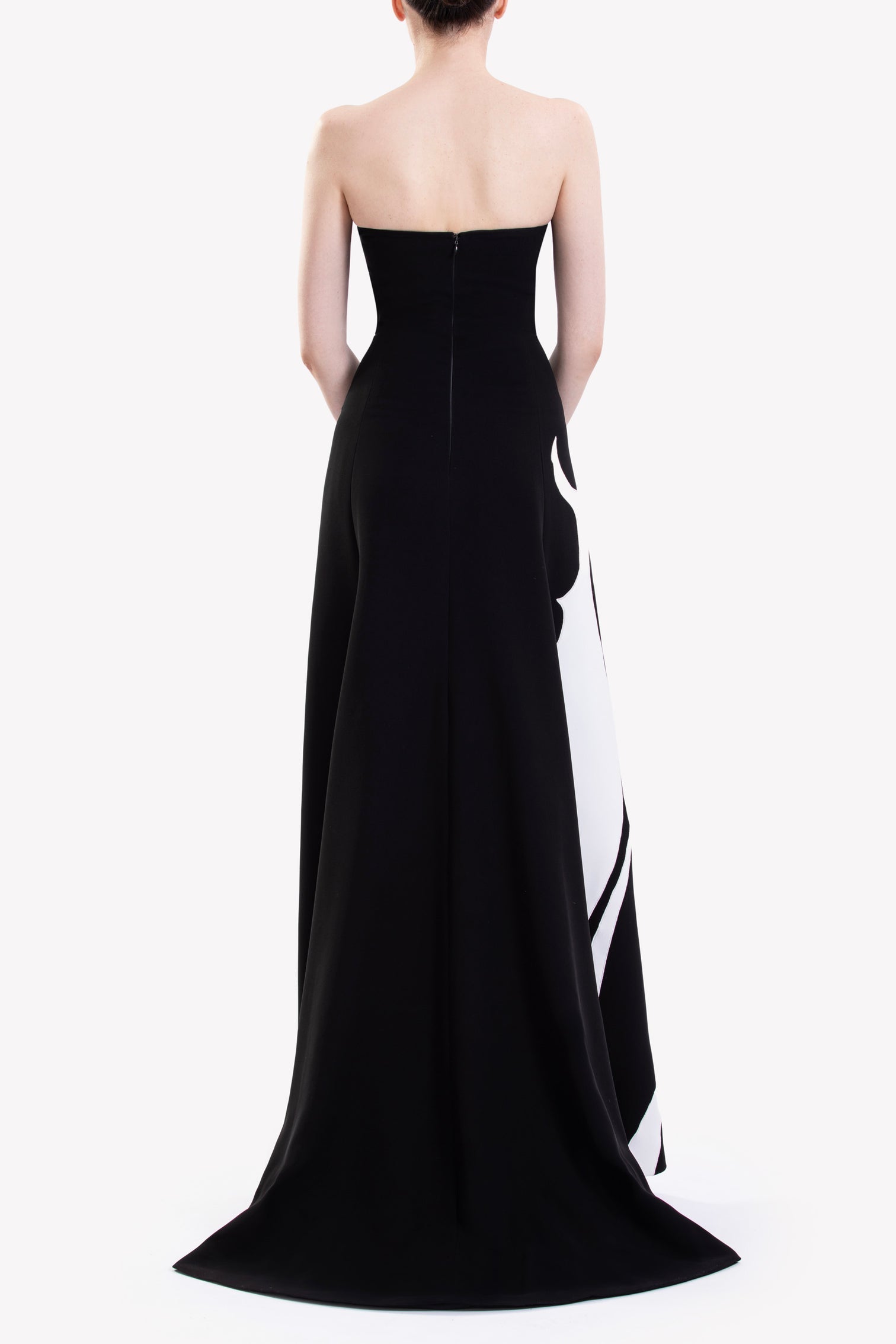 Strapless Embroidered Crepe Dress