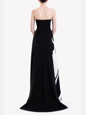 Strapless Embroidered Crepe Dress