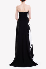 Strapless Embroidered Crepe Dress