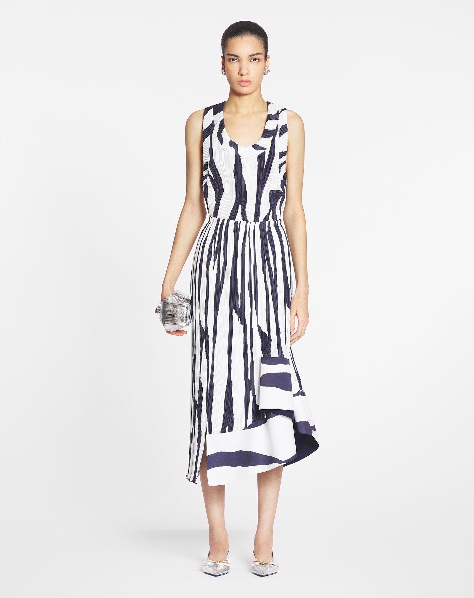 Printed pleated midi skirt