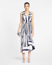 Printed pleated midi skirt