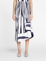 Printed pleated midi skirt