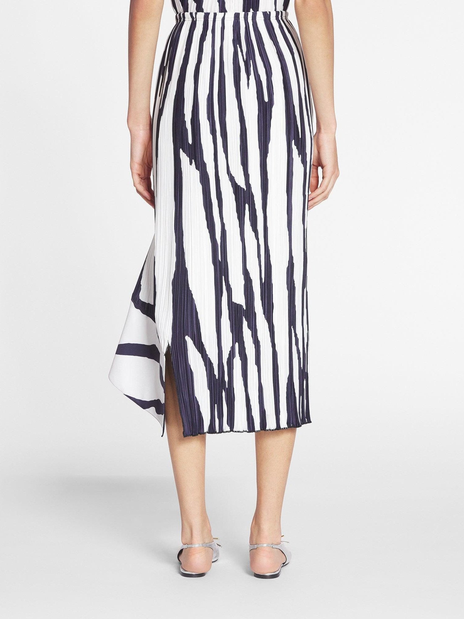 Printed pleated midi skirt