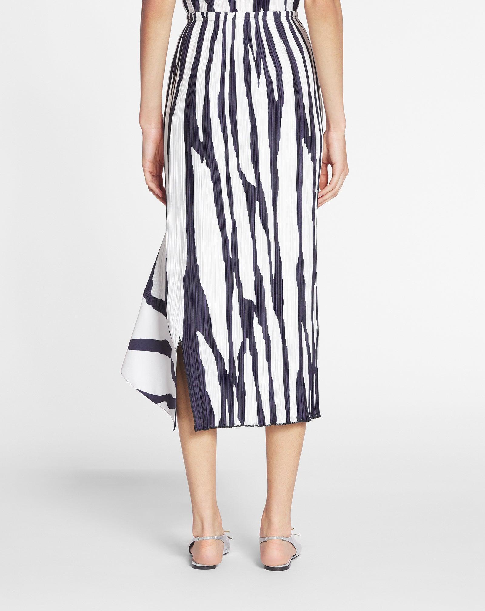 Printed pleated midi skirt